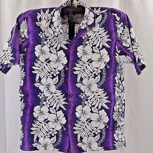 Royal Creations Hawaiian Shirt L  Purple/White Hib